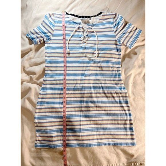 HiHo Striped Print Rope Tie Cotton/Spandex Dress Med Sailing Outfit Short Sleeve - Picture 6 of 10